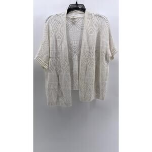 ST. JOHN'S BAY Women's Petite Cream Open-Knit Cardigan SZ P/XL